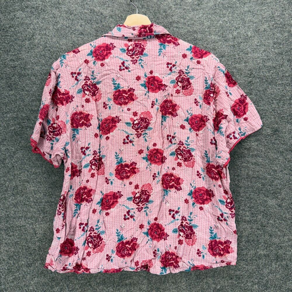 Cyberjammies Sleepshirt Women 10 Pink Floral Button Up Collared Short Sleeve - Picture 2 of 7
